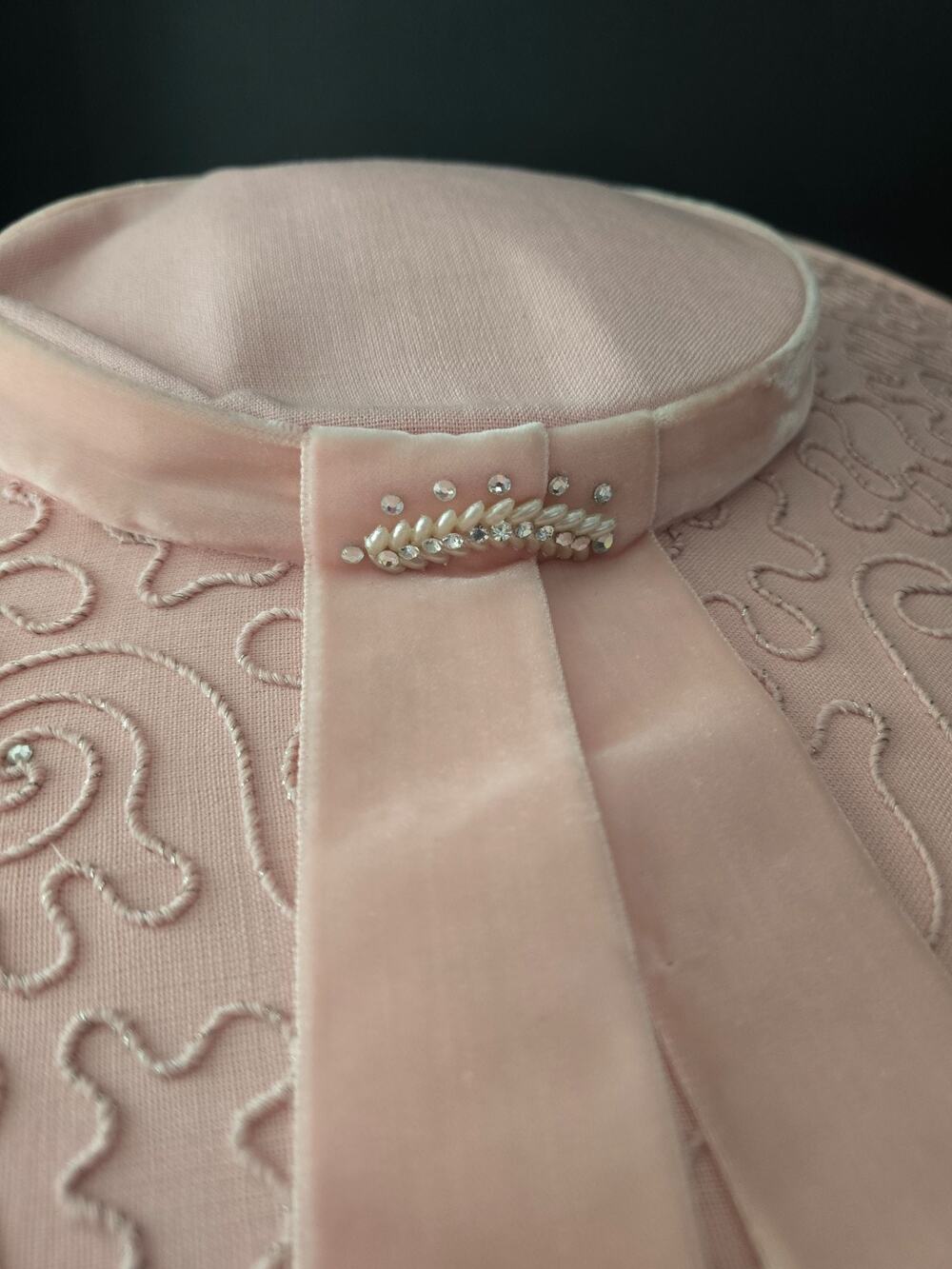 Statement Cartwheel Blush Ben Marc Church Hat Soutacho Embroidery Velvet Hatband